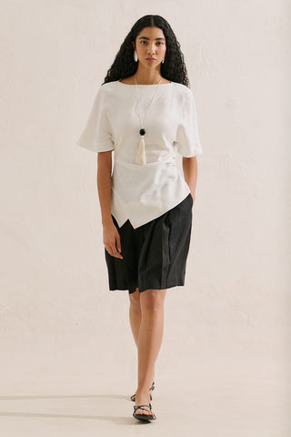 Linen Asymmetric Blouse Ecru
