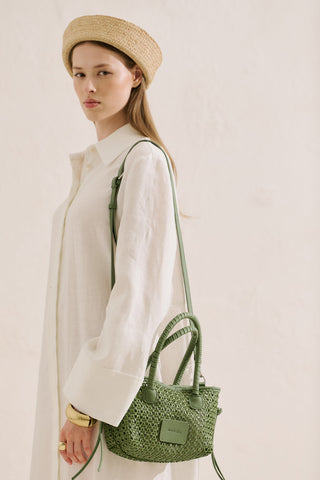 Otto Woven Leather Mini Bag Green