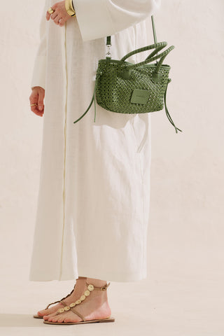 Otto Woven Leather Mini Bag Green