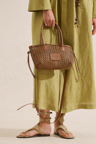 Otto Woven Leather Mini Bag Brown