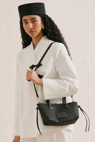 Otto Woven Leather Mini Bag Black