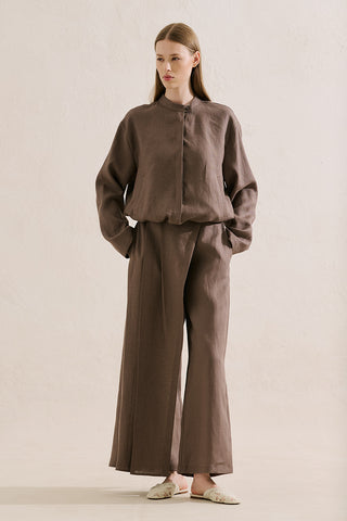 Linen Bomber Style Shirt Mink