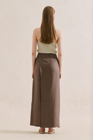 Linen Wrap Front Trousers Mink