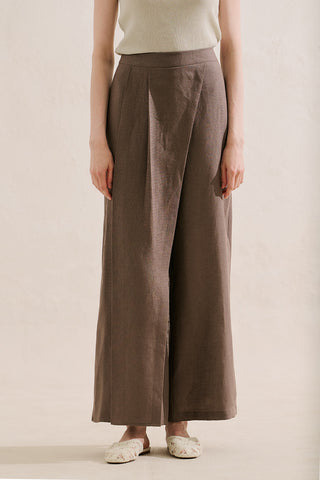 Linen Wrap Front Trousers Mink