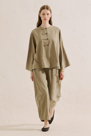 Linen Blend Wide Sleeve Jacket Pistachio