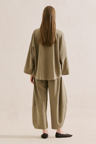 Linen Blend Wide Sleeve Jacket Pistachio