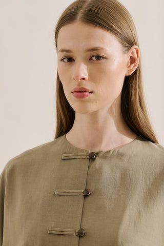 Linen Blend Wide Sleeve Jacket Pistachio
