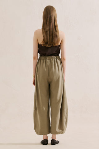 Linen Blend Harem Trousers Pistachio