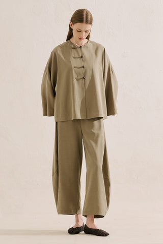 Linen Blend Harem Trousers Pistachio