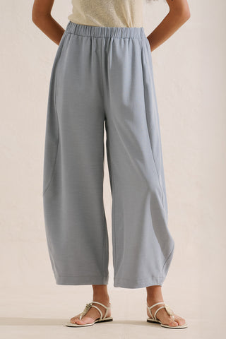 Linen Blend Harem Trousers Blue