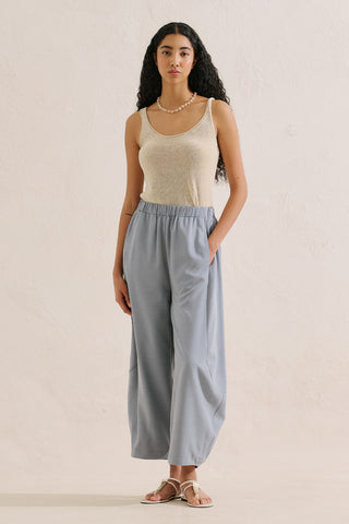 Linen Blend Harem Trousers Blue