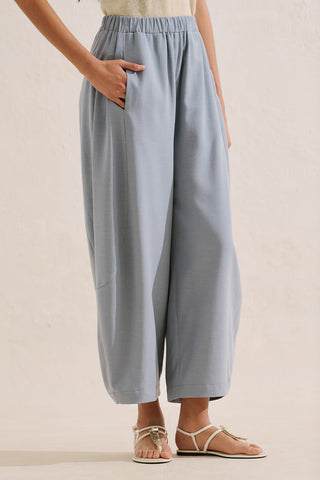 Linen Blend Harem Trousers Blue