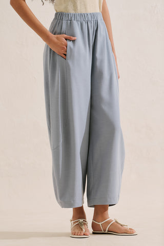 Linen Blend Harem Trousers Blue