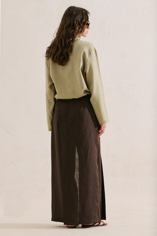 Linen Bomber Style Shirt Stone