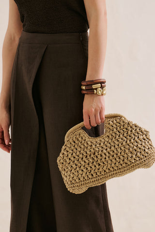 Lael Straw Clutch Bag Beige