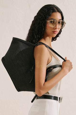 Ezra Woven Tote Bag Black