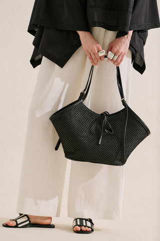 Ezra Woven Tote Bag Black