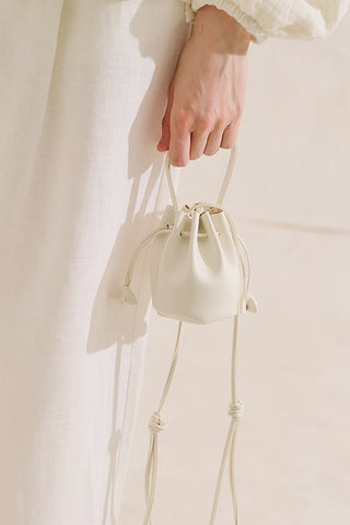 Lula Mini Ruched Bag Ecru