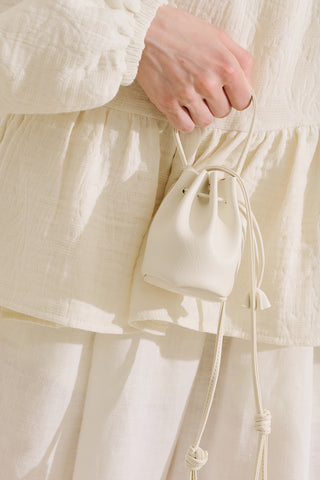 Lula Mini Ruched Bag Ecru
