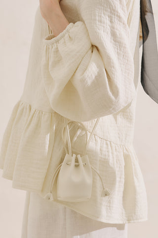 Lula Mini Ruched Bag Ecru