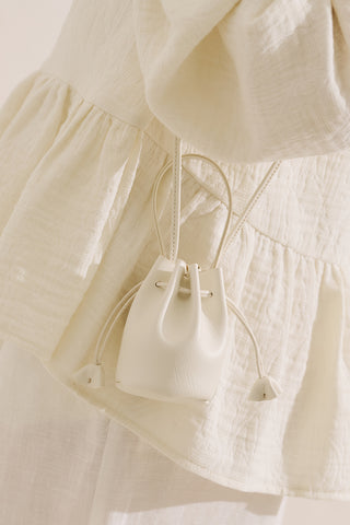 Lula Mini Ruched Bag Ecru