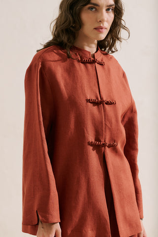 Linen Tie Detail Jacket Tile