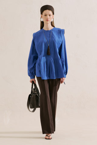 Flowing Tunic With Ruffle Detail Blue
