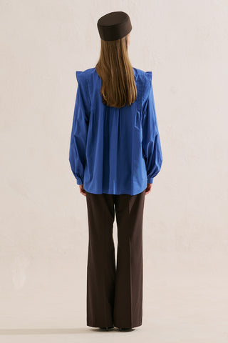 Flowing Tunic With Ruffle Detail Blue