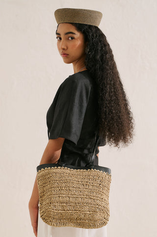 Iris Straw Basket Bag Beige