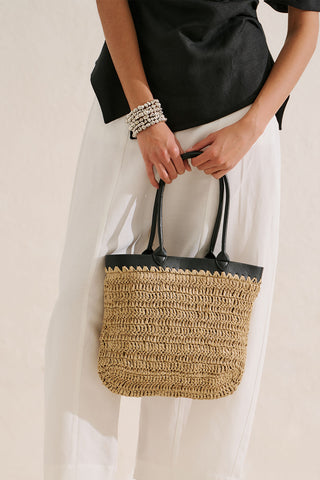 Iris Straw Basket Bag Beige