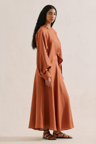 Linen Ruffle Skirt Cinnamon