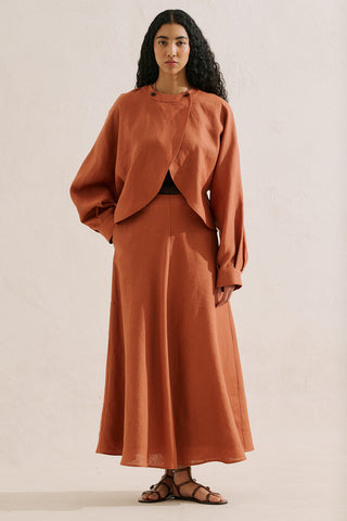 Linen Cape Style Shirt Cinnamon