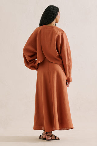 Linen Cape Style Shirt Cinnamon