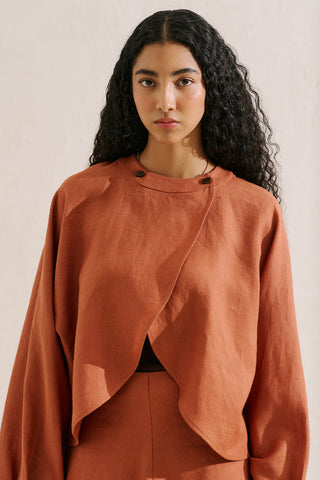 Linen Cape Style Shirt Cinnamon