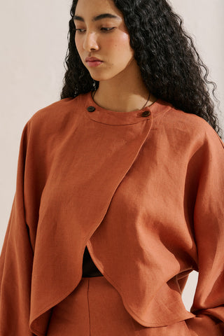 Linen Cape Style Shirt Cinnamon
