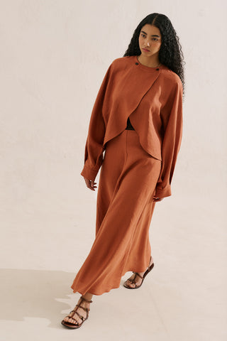 Linen Cape Style Shirt Cinnamon