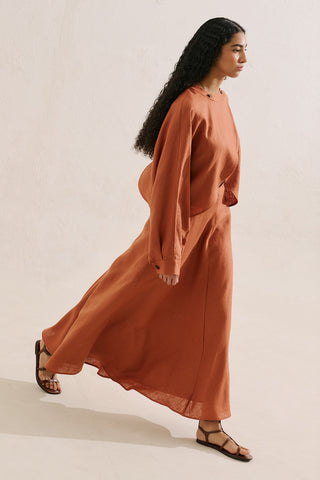 Linen Cape Style Shirt Cinnamon