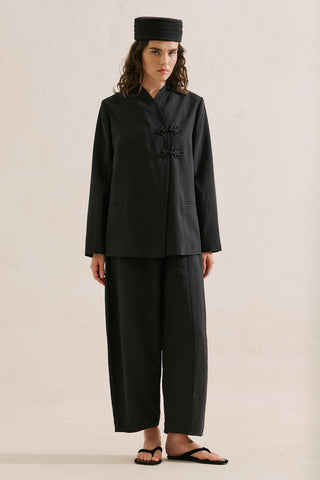 Knot Detail Wrap Blazer Black