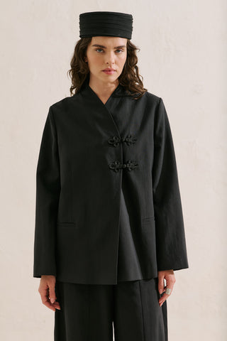 Knot Detail Wrap Blazer Black