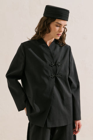 Knot Detail Wrap Blazer Black