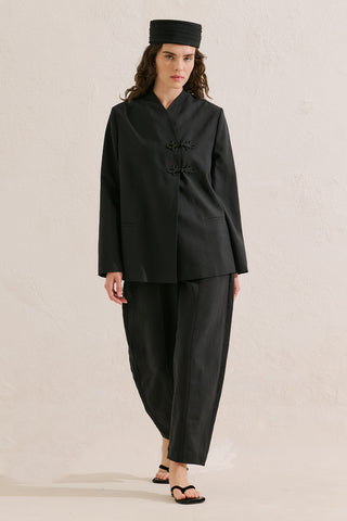 Knot Detail Wrap Blazer Black