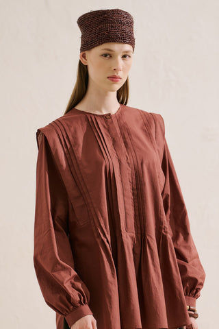 Flowing Tunic With Ruffle Detail Burgundy