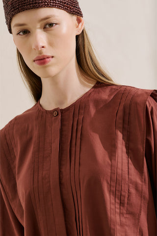 Flowing Tunic With Ruffle Detail Burgundy