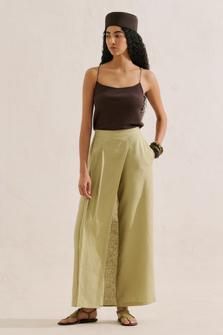 Linen Wrap Front Trousers Sand