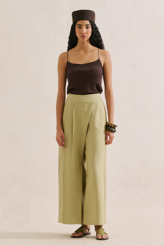 Linen Wrap Front Trousers Sand