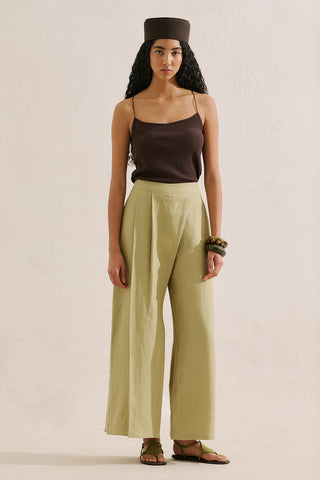Linen Wrap Front Trousers Sand