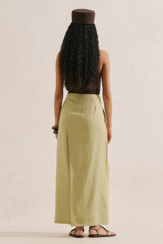 Linen Wrap Front Trousers Sand