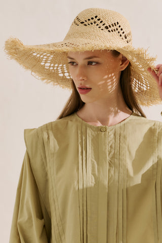 Open Weave Straw Hat Beige