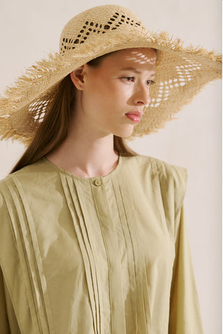 Open Weave Straw Hat Beige