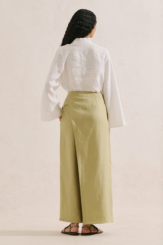 Layered Collar Linen Blouse Ecru